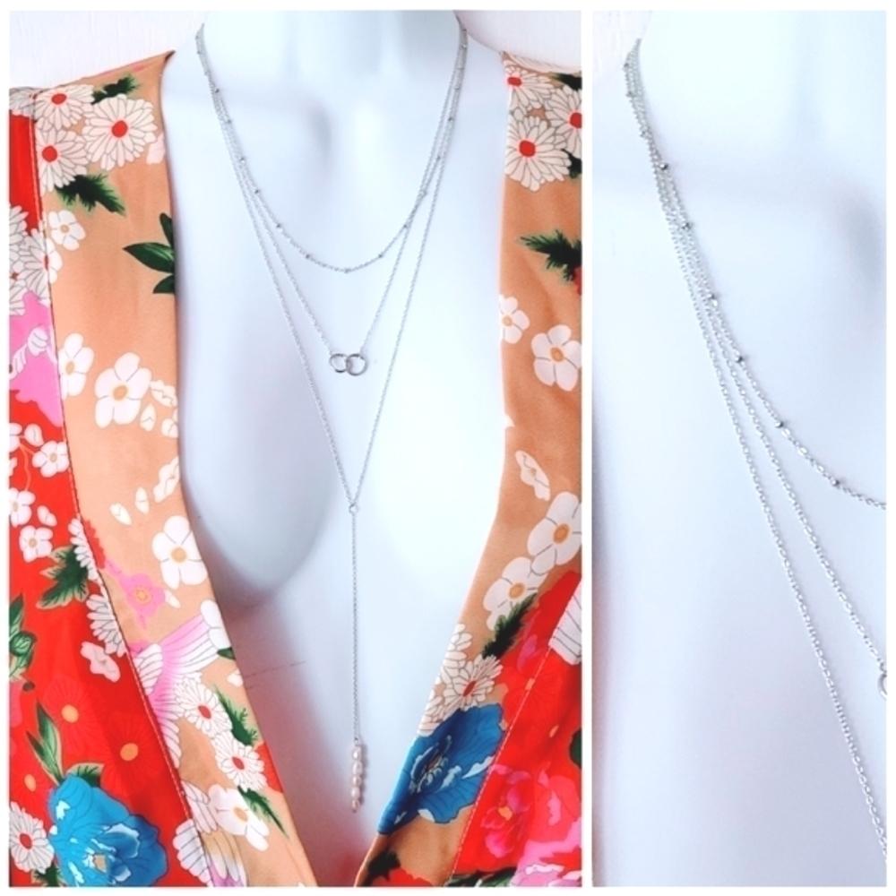 Adornia Multi Strand Necklace Freshwater Pearl Accent